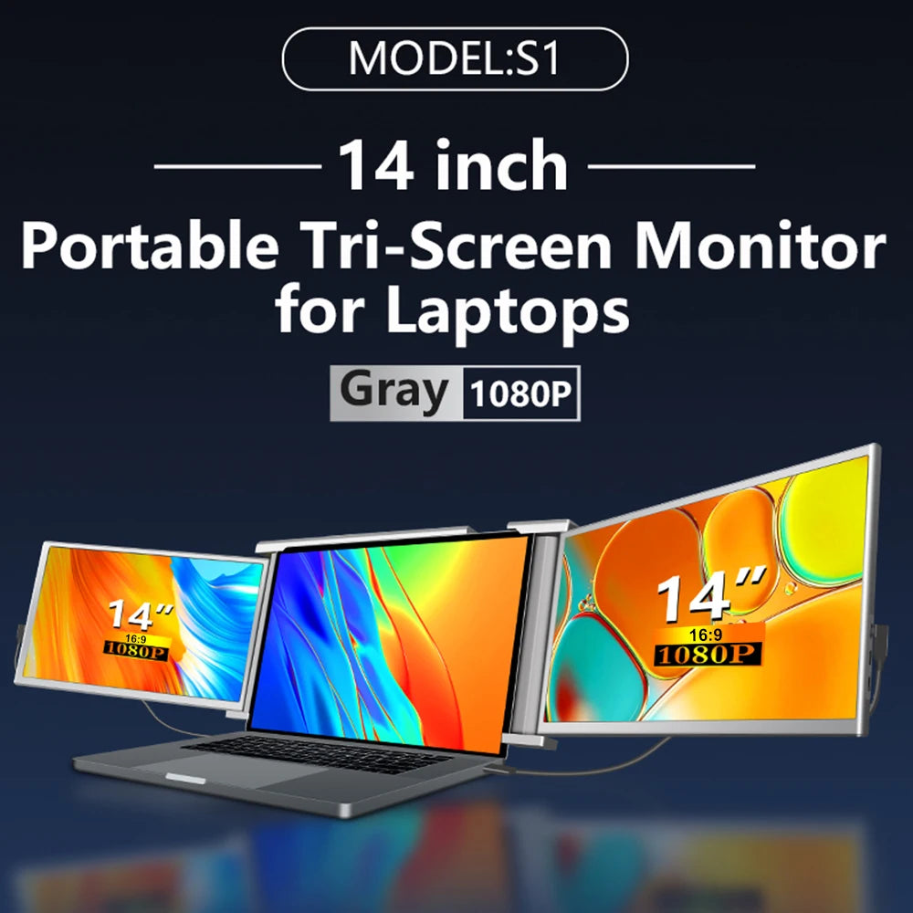 Laptop Expansion Screen Portable Tri-screen Monitor for 2 Displays