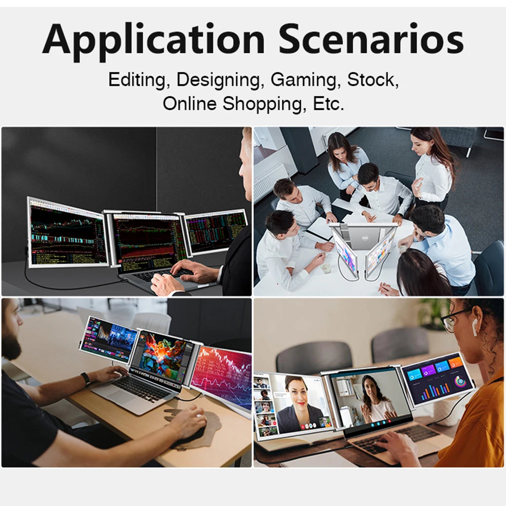 Laptop Expansion Screen Portable Tri-screen Monitor for 2 Displays