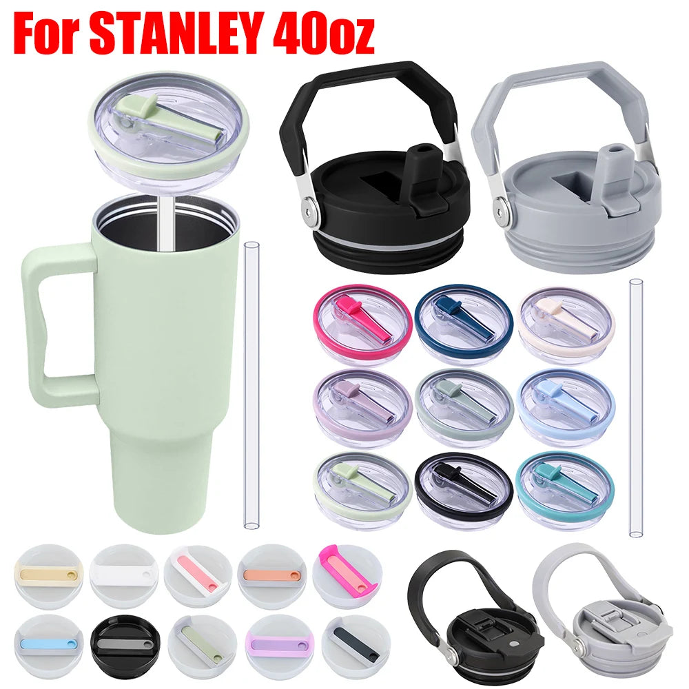 Replaceable Tumbler Flip Straw Lid with Handle for Stanley 20/30/40oz Cup